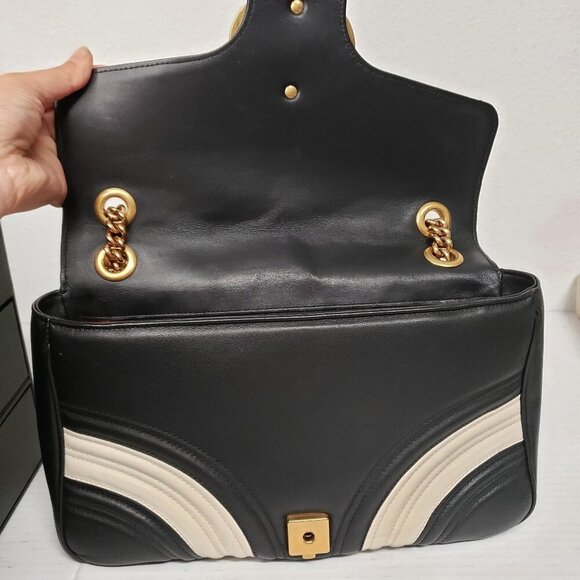 Gucci Marmont Large Black & White Shoulder Bag 675-100725 - Picture 11 of 16